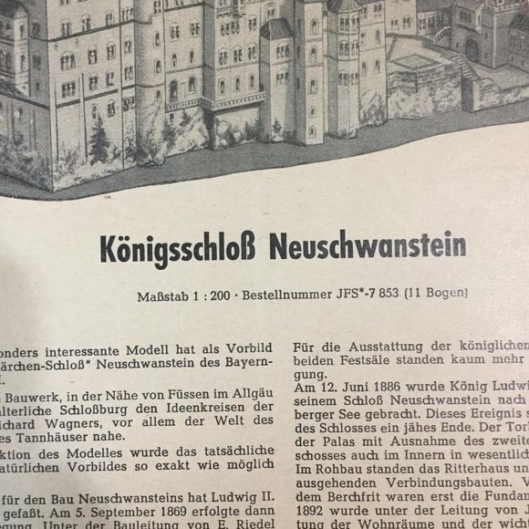 Vintage Castle Model Book Schloss Neuschwanstien German Edition JR Schreiber - Picture 2 of 10